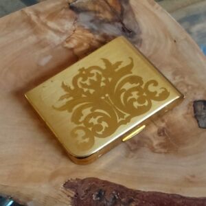 VINTAGE BRASS ETCHED ELGIN AMERICAN COMPACT/MIRROR